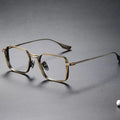 Gafas KLASSNUM para hombre, monturas ópticas de Metal cuadradas Vintage con lentes transparentes para hombre, gafas con lentes de luz azul, diseño de lujo