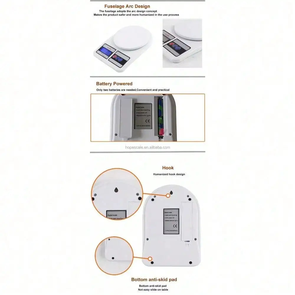 Báscula de Cocina Digital 10kg - Balanza Electrónica de Precisión Portátil con Batería, Pesa de Alimentos Inteligente para el Hogar