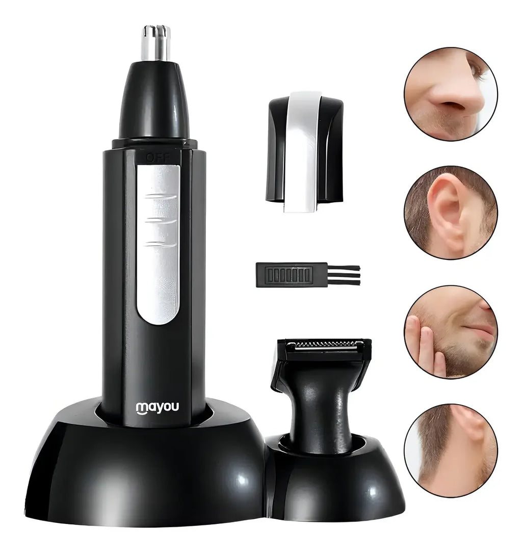 Cortadora eléctrica de pelo de nariz y orejas con carga USB 2 en 1 para hombres, cortadora de barba resistente al agua