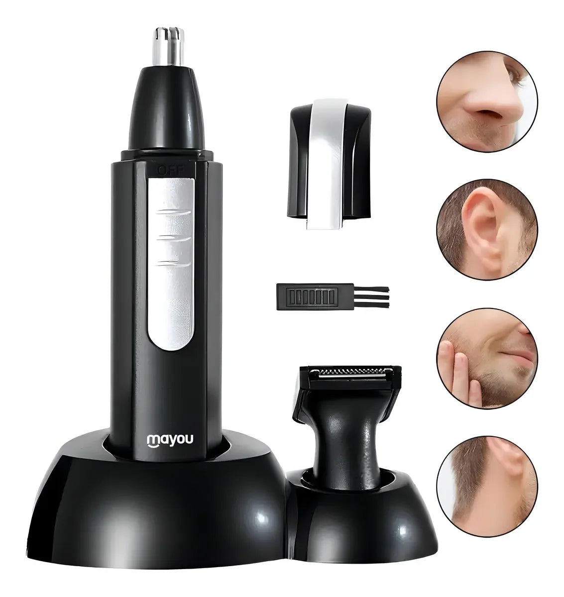 Cortadora eléctrica de pelo de nariz y orejas con carga USB 2 en 1 para hombres, cortadora de barba resistente al agua