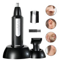 Cortadora eléctrica de pelo de nariz y orejas con carga USB 2 en 1 para hombres, cortadora de barba resistente al agua