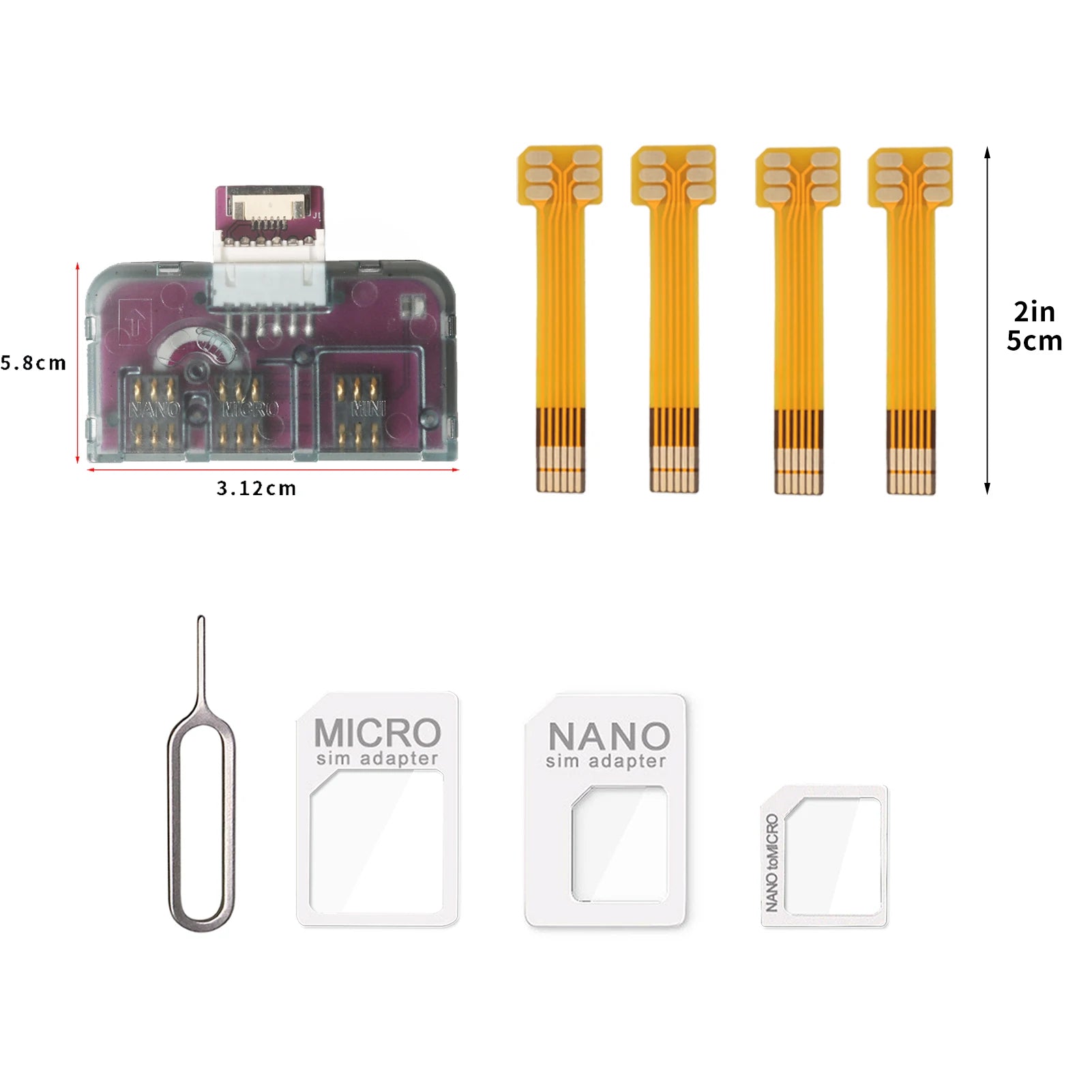 Herramienta de activación de tarjetas IC para teléfono TPC 4 en 1, adaptador de extensión de tarjeta universal, convertidor de tarjeta Micro SIM para iPhone y Android.