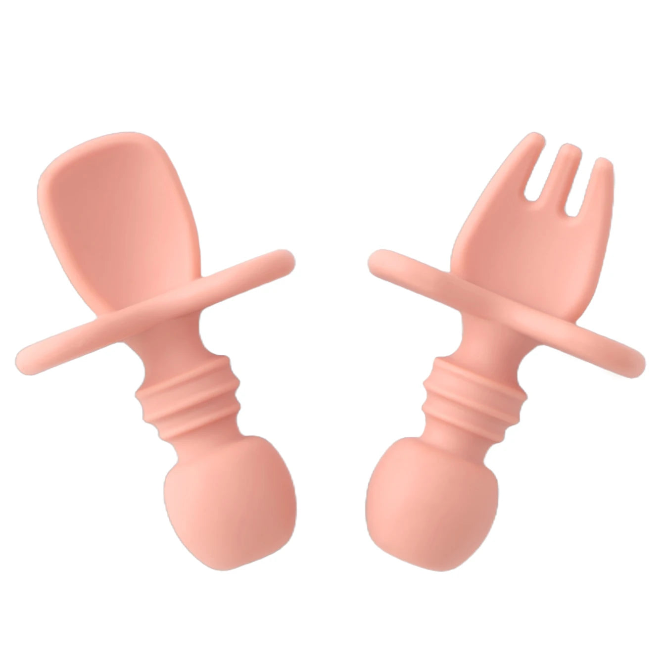 Color niños 2 uds juego de vajilla de silicona para bebé tenedor suave cuchara sin BPA Mini utensilios de alimentación portátiles Spork entrenamiento tenedor cuchara