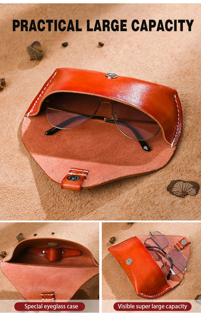 Newsbirds-Funda de cuero para gafas de sol, Cartera de mano para gafas de sol, informal, Vintage, a la moda