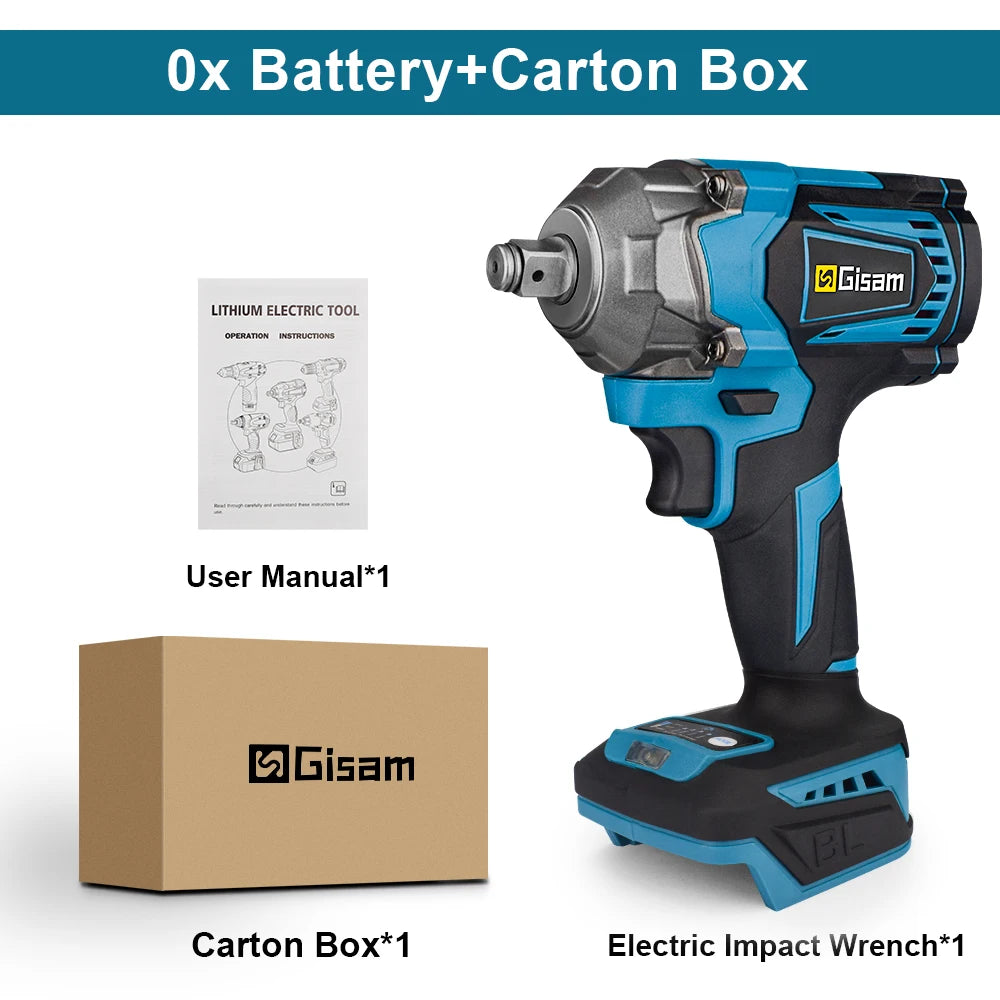 Llave de impacto eléctrica sin escobillas, destornillador inalámbrico de 1/2 pulgadas, herramientas eléctricas sin batería para batería Makita de 18V, 1200n. M