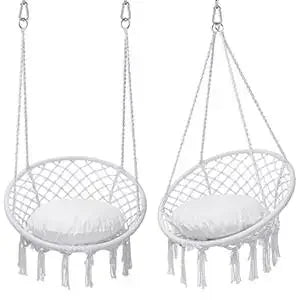 Silla Columpio de macramé para exteriores, hamaca de cuerda tejida a mano, hamaca con parada en Y para el hogar, dormitorio, Patio, terraza Y jardín interior