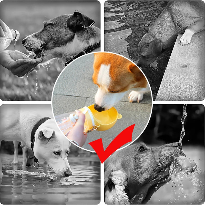 Botella de Agua Portátil para Perros con Correa para el Hombro, 2 en 1, Bebedero para Mascotas, Dispensador de Comida para Perros Pequeños y Grandes, Suministros para Yorkies