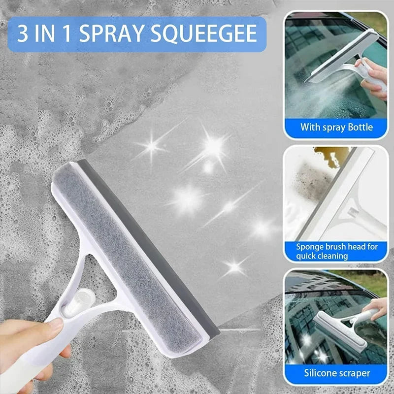Limpiador de Vidrios Multiusos 3 en 1 con Rociador para Azulejos, Paredes de Ducha, Espejos, Baños, Ventanas de Automóviles, Uso Doméstico