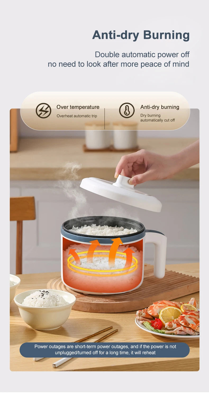 Olla arrocera eléctrica de 1,7 l, doble capa, 220V, multicocina antiadherente, multicocina mecánica inteligente, olla de arroz al vapor para el hogar