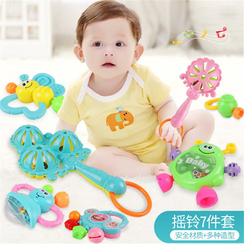 Sonajeros de juguete para bebés, juguetes para la dentición, campana de mano para niños, juegos ABS de desarrollo para niños, juguetes para bebés recién nacidos de 0 a 12 meses
