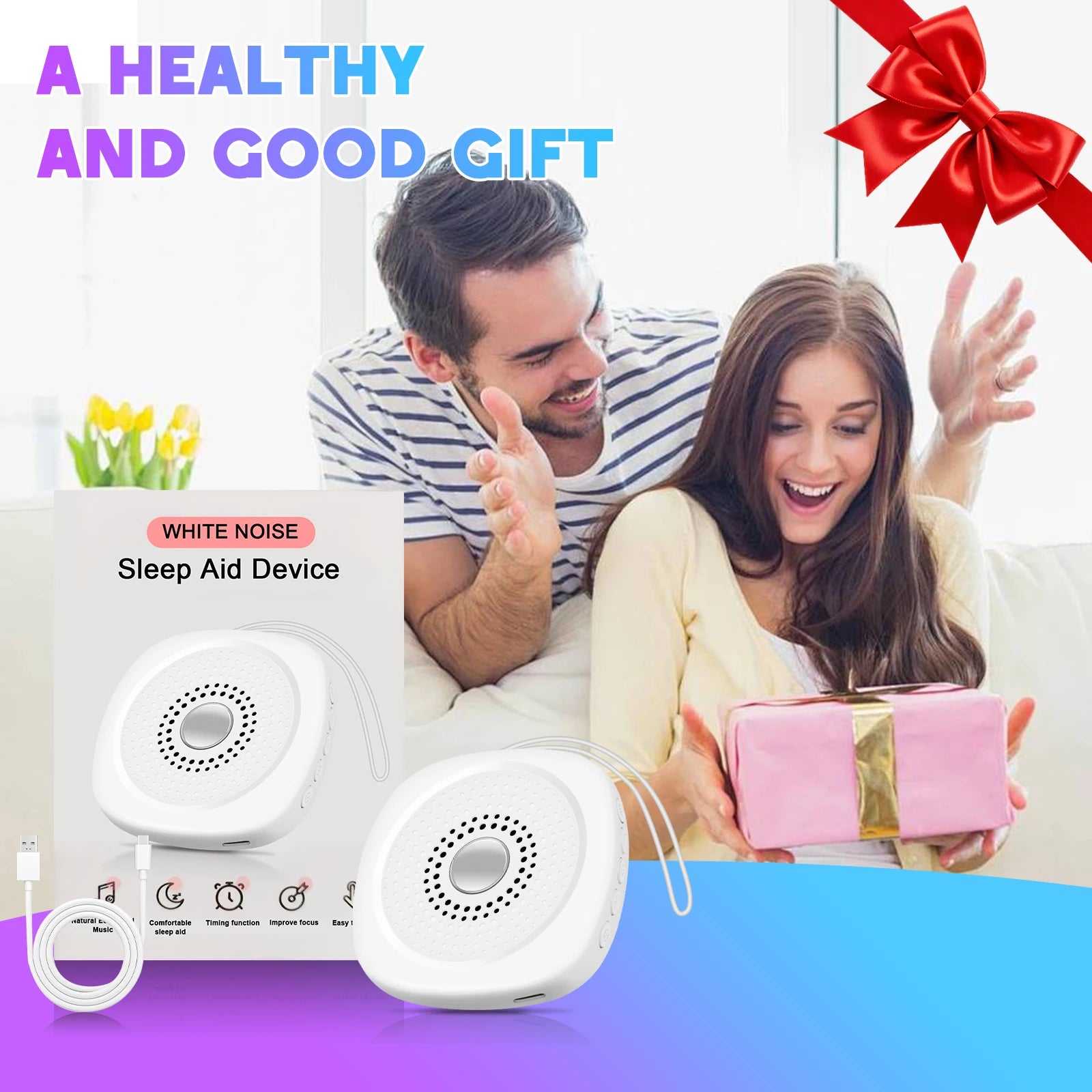 Máquina de Sonido Blanco con 10 Sonidos Relajantes, Ayuda para Dormir para Bebés, Niños y Adultos, Relajación Nocturna, Dispositivo para Aliviar la Presión