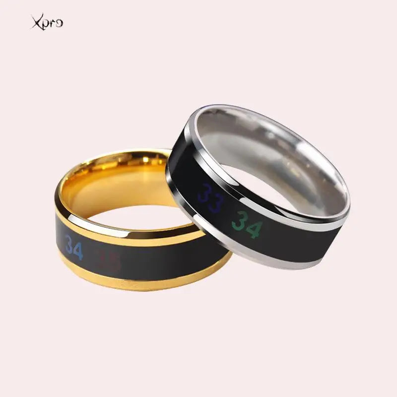 Anillo multifuncional inteligente de acero inoxidable para parejas, cambio de estado de ánimo, Color de anillo medidor de temperatura corporal resistente al agua