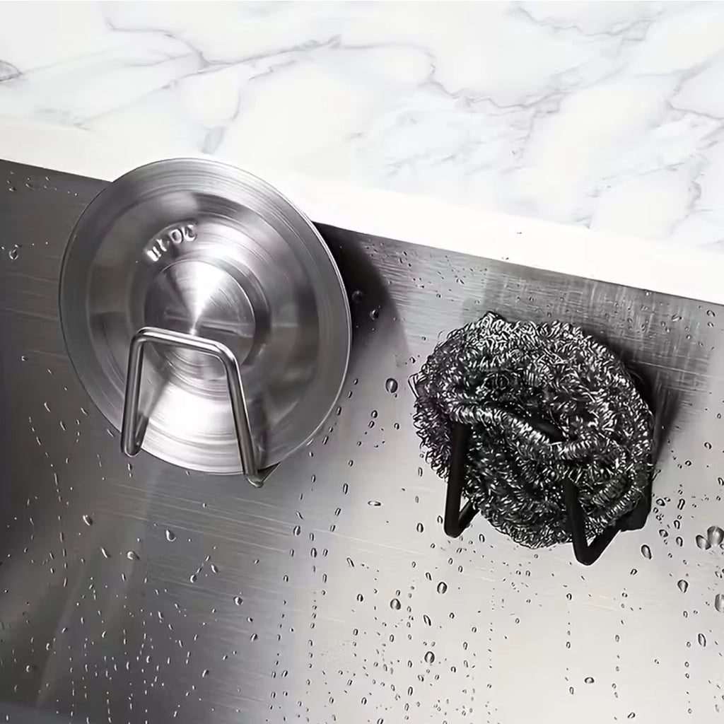 Soporte de Esponja para Montar en la Pared, de Acero Inoxidable, Organizador de Fregadero Autoadhesivo que Ahorra Espacio, para Fregadero de Cocina