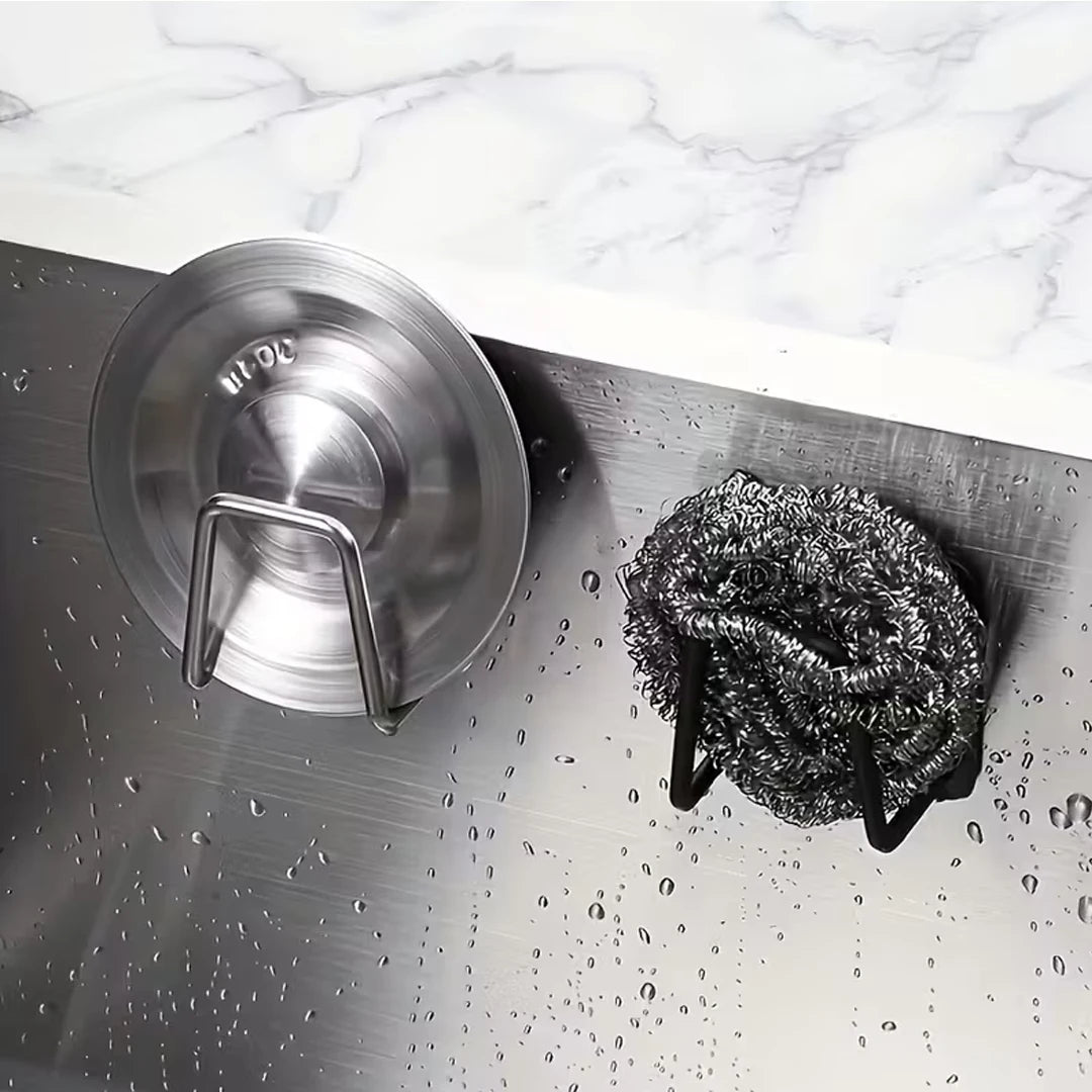 Soporte de Esponja para Montar en la Pared, de Acero Inoxidable, Organizador de Fregadero Autoadhesivo que Ahorra Espacio, para Fregadero de Cocina