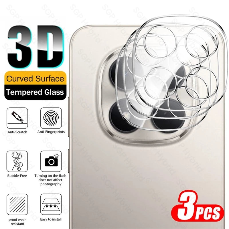 Funda protectora de cámara curvada de vidrio templado transparente 3D de 3 uds para Redmi Note 15 Pro 5G cubierta de lente en Redmy Note15 Pro + Pro Plus 5G