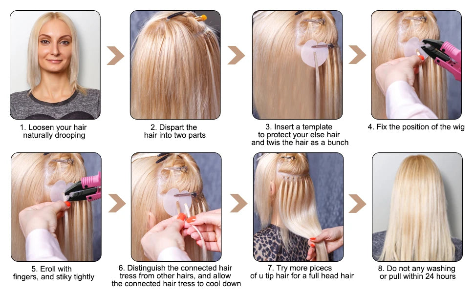 Pinzas de conector de calor Captin para extensiones de cabello, herramienta constante de hierro para extensiones de cabello con luz en V, herramientas de extensión de cabello