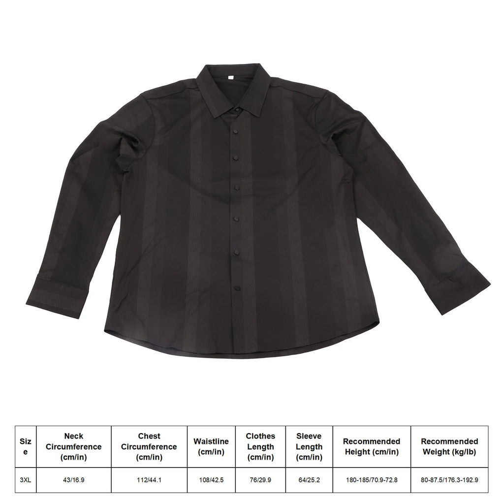 Camisa de manga larga de seda de hielo para hombre, camisa de manga larga para hombre, camisa de planchado sin rieles de alta flexibilidad, camisa de seda de hielo a rayas