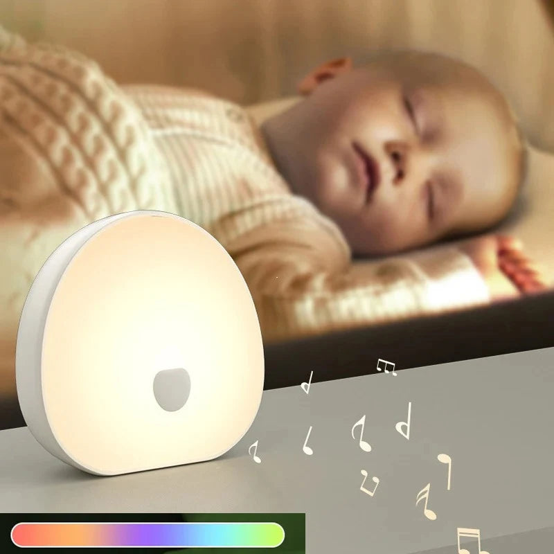 Máquina de Ruido Blanco LED para Dormir con Sonidos Relajantes, Lámpara Nocturna RGB Recargable Táctil, Audio Relajante y Lámpara para Dormir para Bebés