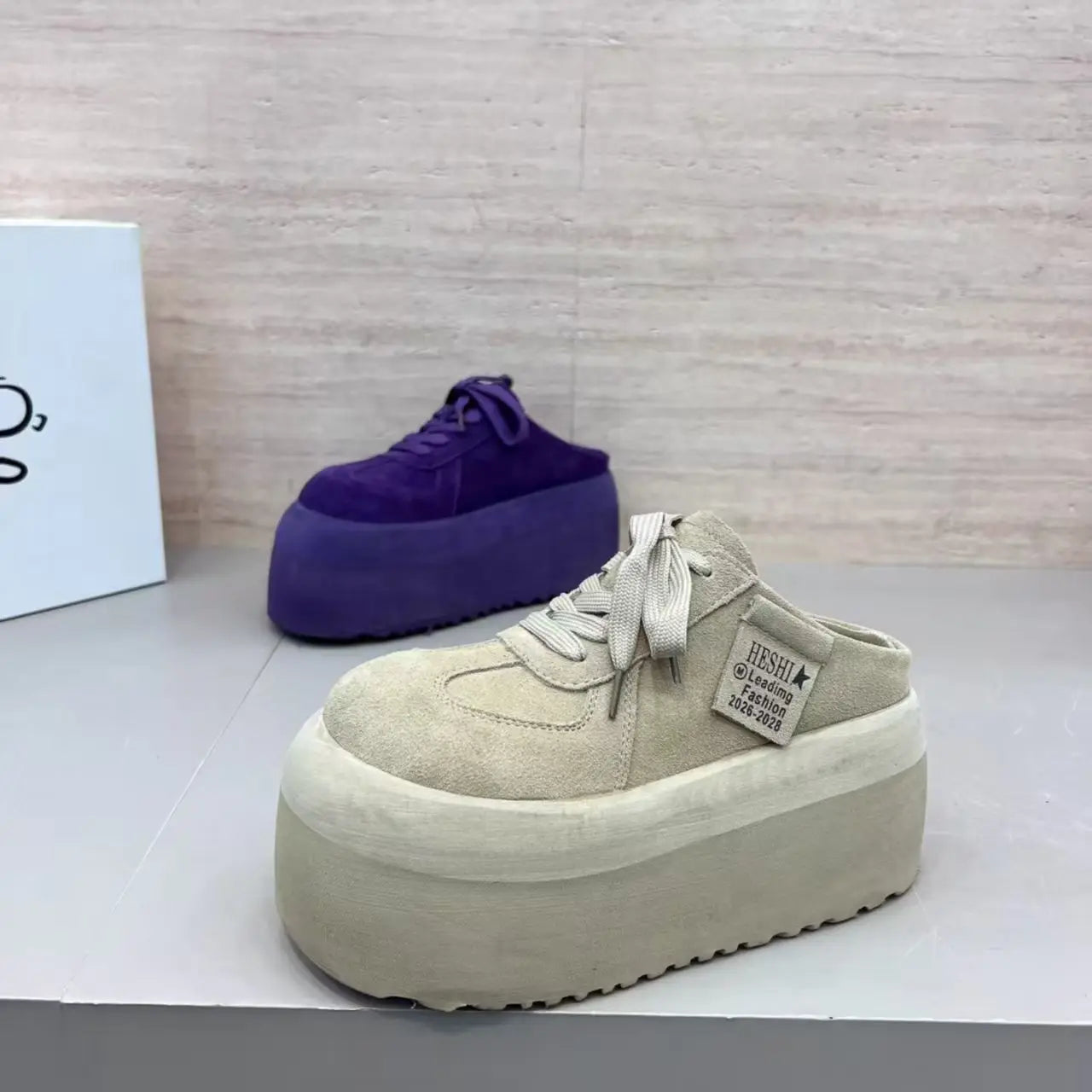 Pantuflas de Plataforma de Cuero Suave para Mujer, Primavera 2026, Talla Pequeña, para Uso en Exteriores, con Suela Gruesa y ...