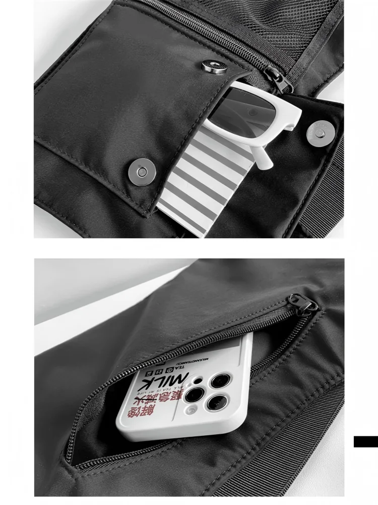 Bolso de Pecho Unisex Estilo Hip-Hop de Homefish, Bolsos de Pecho de Nailon de Alta Calidad, Mochila Táctica Multifuncional