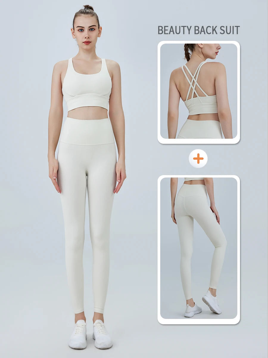 Ropa de Yoga de 2 piezas, chándal para mujer, ropa atlética, traje de Fitness para Pilates, entrenamiento de gimnasio, ropa de realce, Sujetador deportivo, traje de mallas
