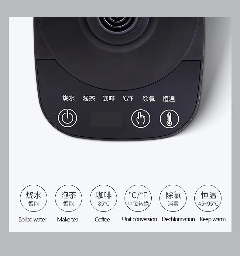 Hervidor Eléctrico de Cuello de Cisne de 800ml, Cafetera para Preparación Manual, Termo, Tetera de Acero Inoxidable 304, Jarra de Agua Inteligente con Control de Temperatura