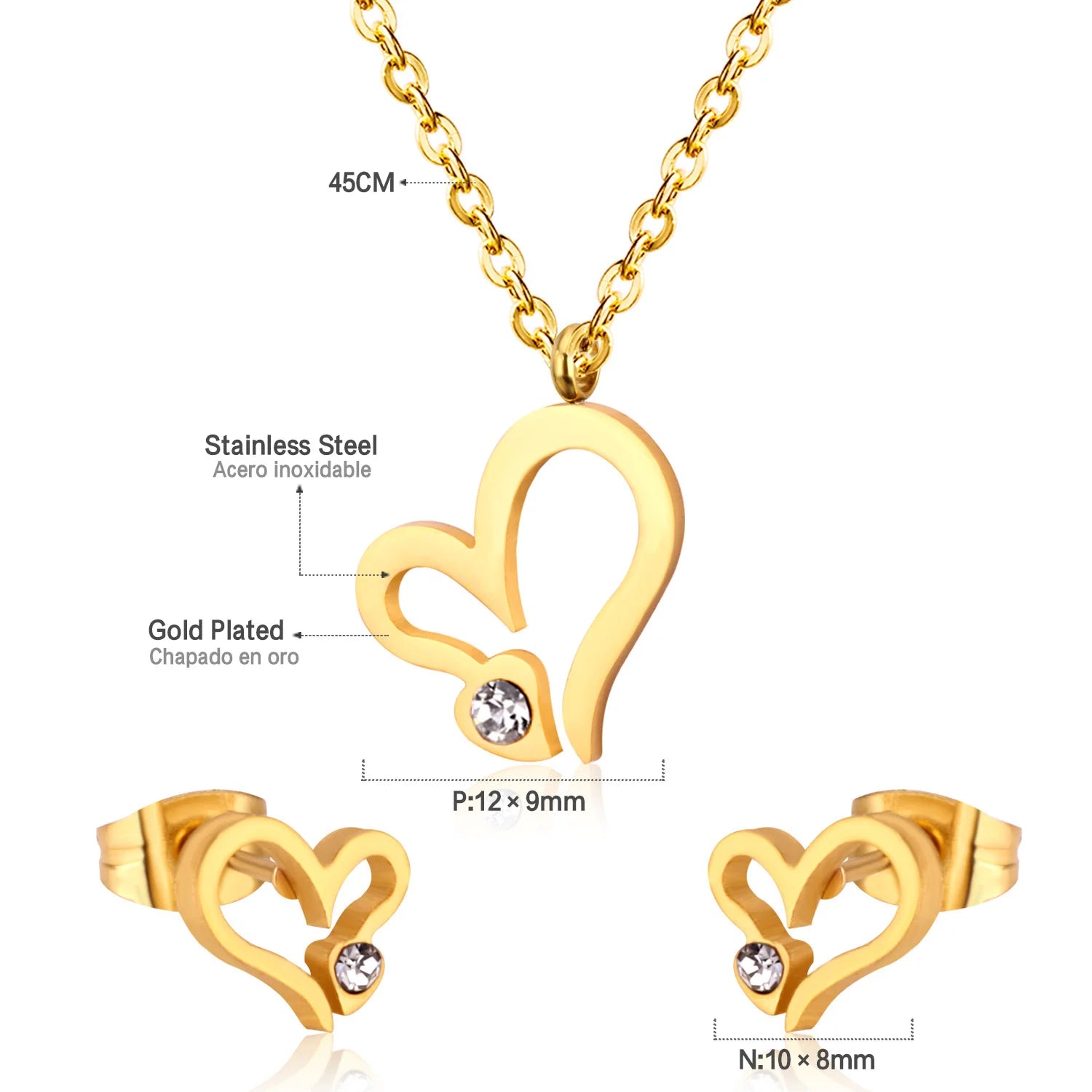 ASONSTEEL-collar con colgante de circonia y flor de corazón brillante para mujer, conjuntos de joyería de acero inoxidable, regalos delicados para uso diario