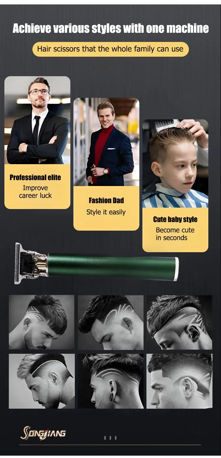 Cortadora de pelo profesional para hombres, Máquina para cortar cabello, peluquero, recargable, cortadora de pelo de Metal