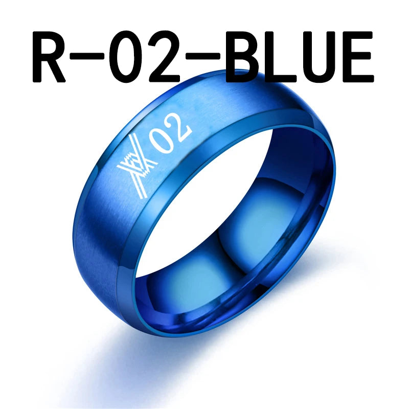 Anillo de Acero Inoxidable con Grabado de Anime Darling in the Franxx, Personalizado para Hombres y Mujeres, Unisex, Regalo de Joyería