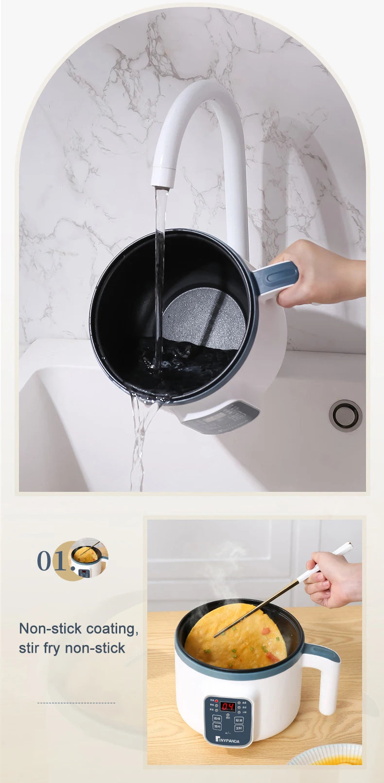 Olla arrocera eléctrica de 1,7 l, doble capa, 220V, multicocina antiadherente, multicocina mecánica inteligente, olla de arroz al vapor para el hogar