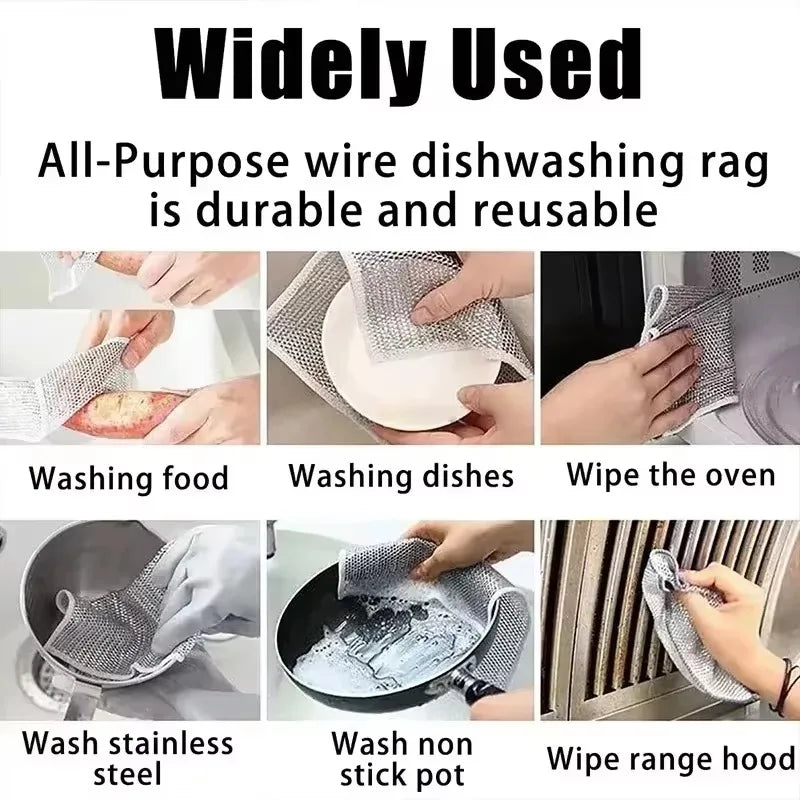 Paño de limpieza mágico, palo de hierro, toallitas de Metal, trapos, paño de cocina mágico, toalla de lavado, alambre de acero plateado, paño de cocina, trapo grueso, 1-20 piezas