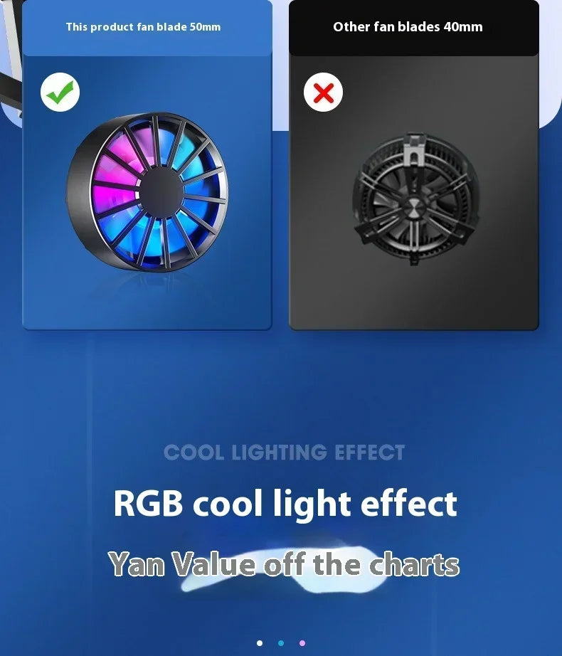 Enfriador de Teléfono Portátil Magnético, Ventilador Ligero de Bajo Ruido con Luz RGB, Enfriamiento Rápido para Teléfono, Tableta, Juegos PUGB