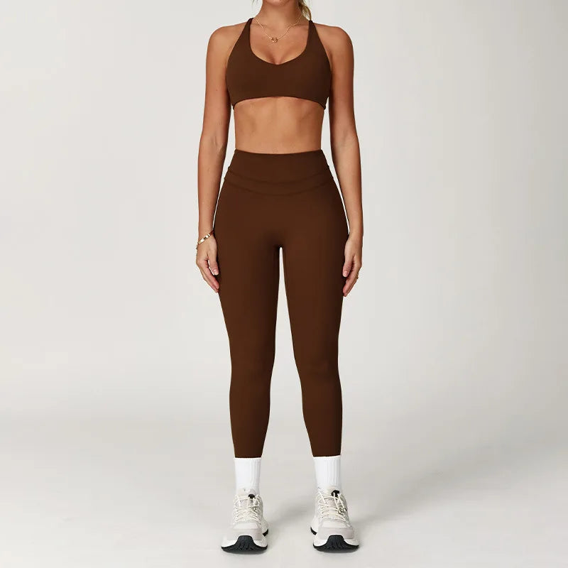 Ropa deportiva de 2 piezas para mujer, conjunto de Yoga, ropa de gimnasio, ropa deportiva, trajes de Yoga, conjunto de Fitness, chándales, Sujetador deportivo, mallas de cintura alta para gimnasio