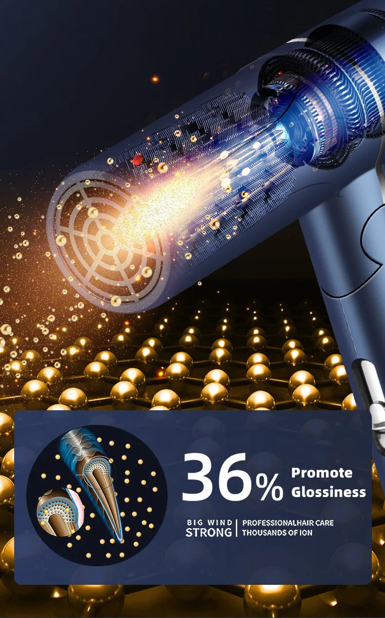 Nuevo Secador de Pelo Plegable con Luz Azul, Iones Negativos, Cuidado del Cabello, 1200W de Alta Potencia, Secado Rápido, para Hogar, Dormitorio Estudiantil y Viajes