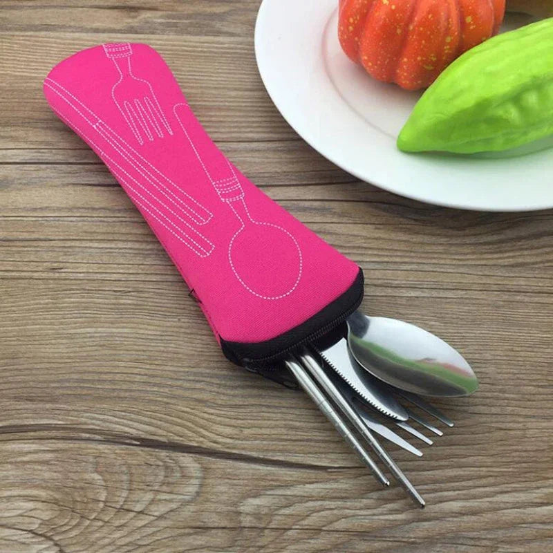 Bolsa de almacenamiento portátil para cubiertos, embalaje de viaje, caja de almacenamiento para Picnic, tenedor, cuchara, cuchillo, sin vajilla