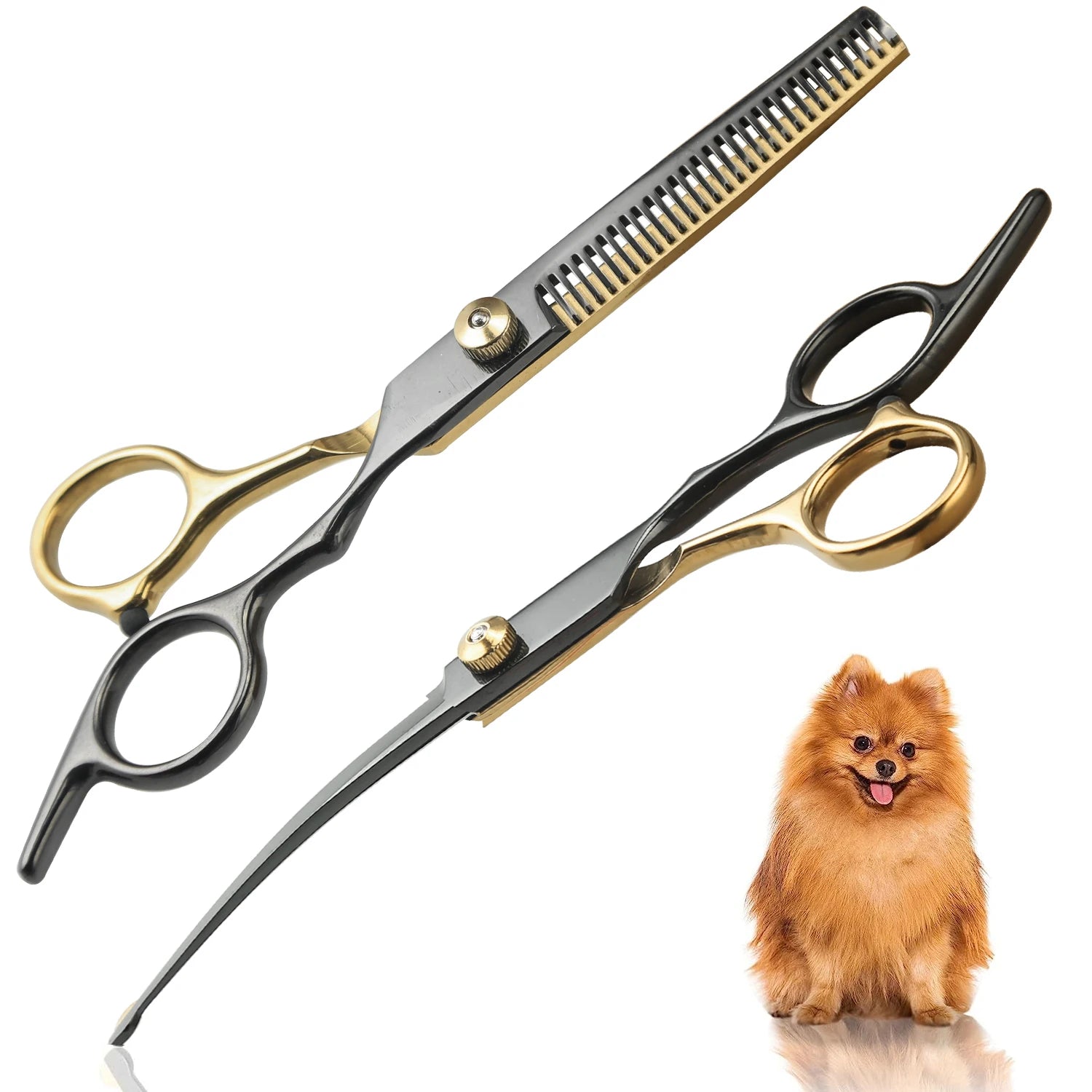 Tijeras profesionales de peluquería para mascotas de acero inoxidable, orientación de la mano derecha, tijeras multiusos para recortar el cabello con cabeza redonda,