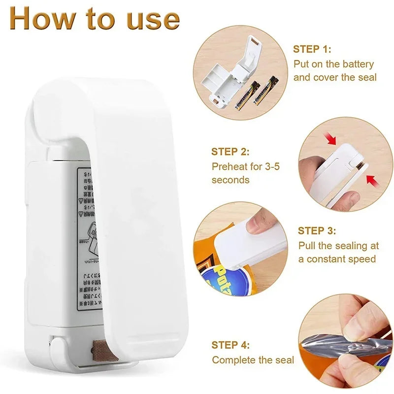 Mini Selladora de Bolsas Térmica, Selladora de Bolsas de Plástico para Alimentos, Selladora Portátil para Empaquetado de Alimentos