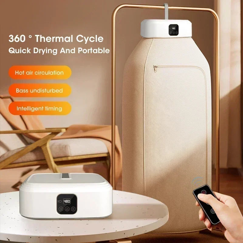 Mini Secadora Portátil Plegable, Secadora Eléctrica Inteligente con Temporizador, Secado Rápido, Armario Doméstico con Bolsa de Secado, Estilo Compacto para Viajes
