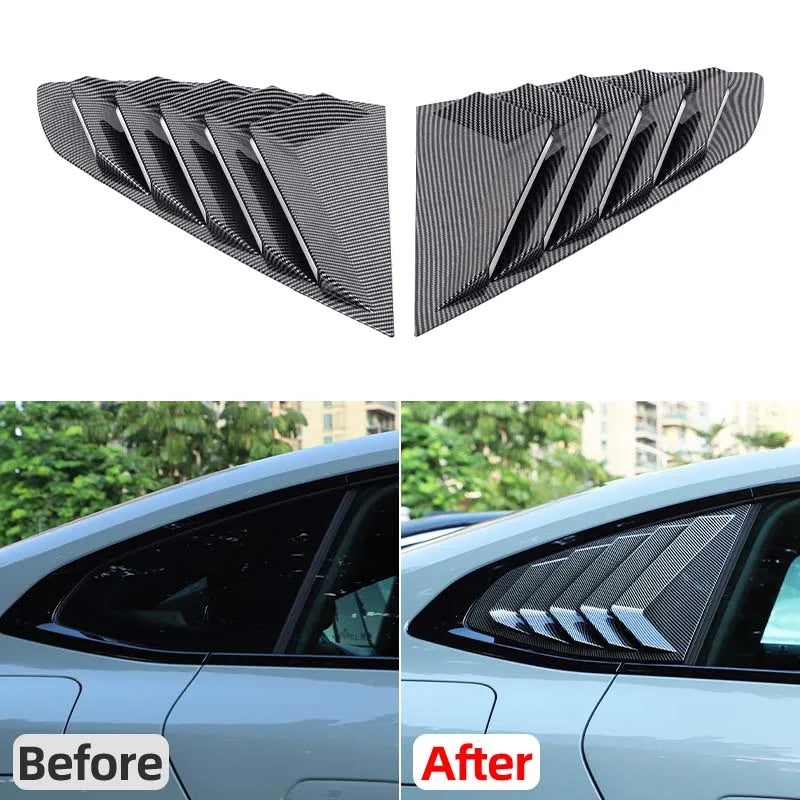 WoeFor 2020-2024 BMW Serie 4/i4 G22 persianas triangulares traseras ABS negro piano, accesorios de modificación exterior para coche, juego de 2 piezas