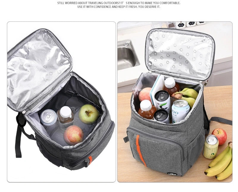 Bolsa de almuerzo térmica portátil de 18L, caja de comida duradera, resistente al agua, funda con aislamiento de hielo, mochilas para cena Oxford para acampar, Icebox