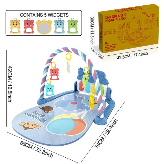 Alfombra de gimnasio para actividades musicales para bebé, alfombra para recién nacido, Pedal, teclado de Piano, estante de Fitness infantil, tapete para gatear, juguetes de regalo
