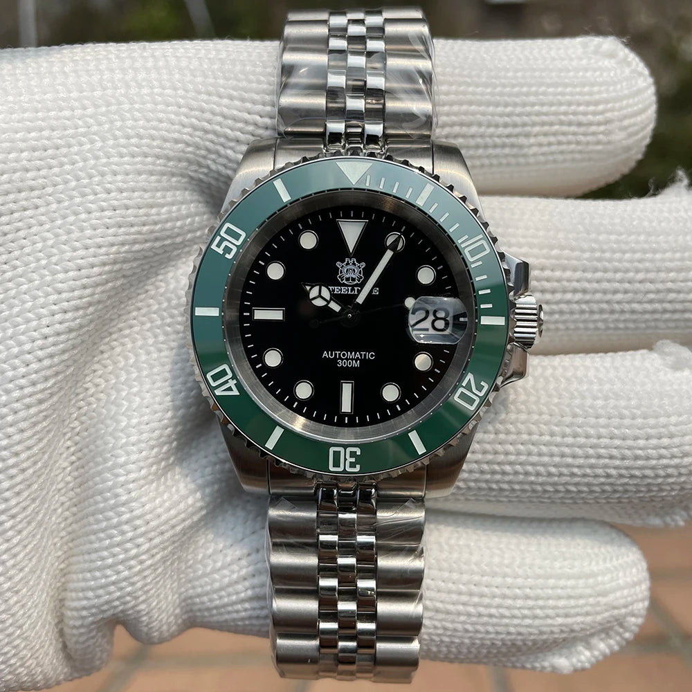 STEELDIVE SD1953 41MM clásico agua fantasma calendario lupa NH35 movimiento mecánico BGW9 superluminoso 30Bar reloj impermeable