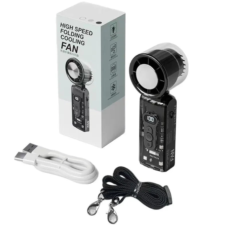 Mini Ventilador de Mano con Compresa de Hielo, Turbo Jet, 100 Velocidades Ajustables, Recargable por USB, Ventilador Portátil de Refrigeración, Ventilador Turbo para Cuello para Exteriores