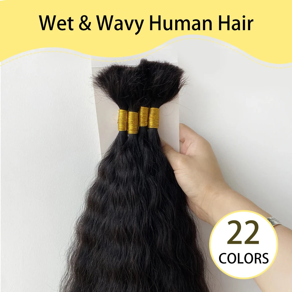 Yelo cabello trenzado humano húmedo y ondulado, cabello trenzado humano ondulado francés súper a granel para trenzas bohemias para suministro de salón 50G 100G
