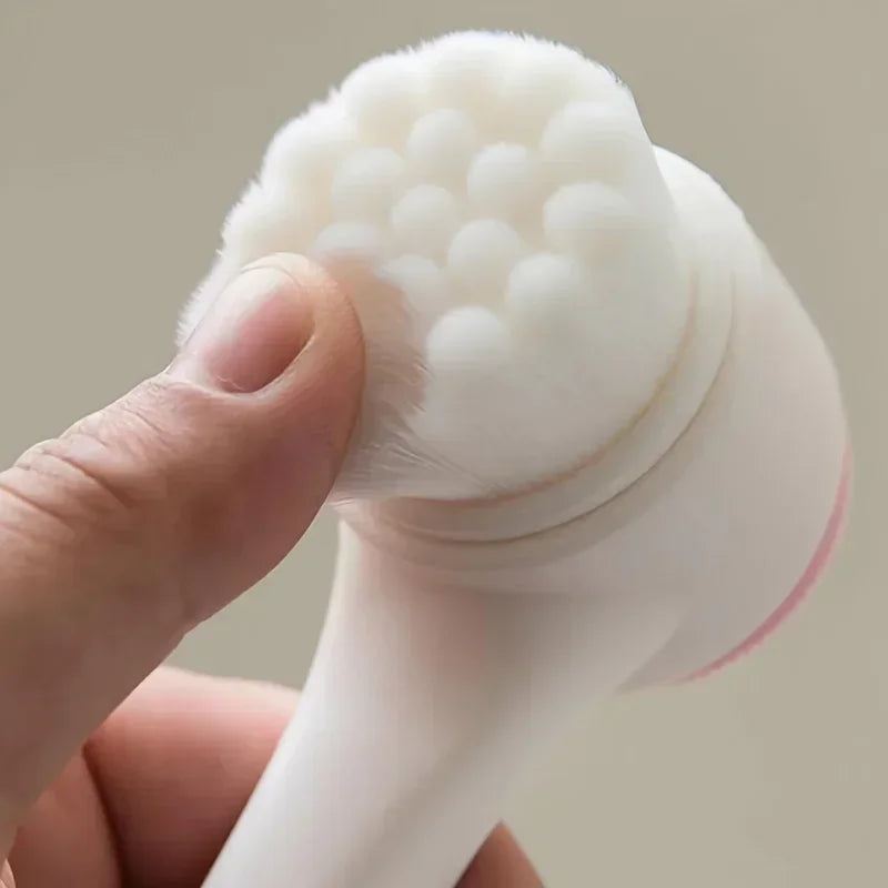 1 cepillo de lavado de cara de silicona de doble cara y cerdas suaves, exfoliación facial, cepillo de limpieza profunda de poros