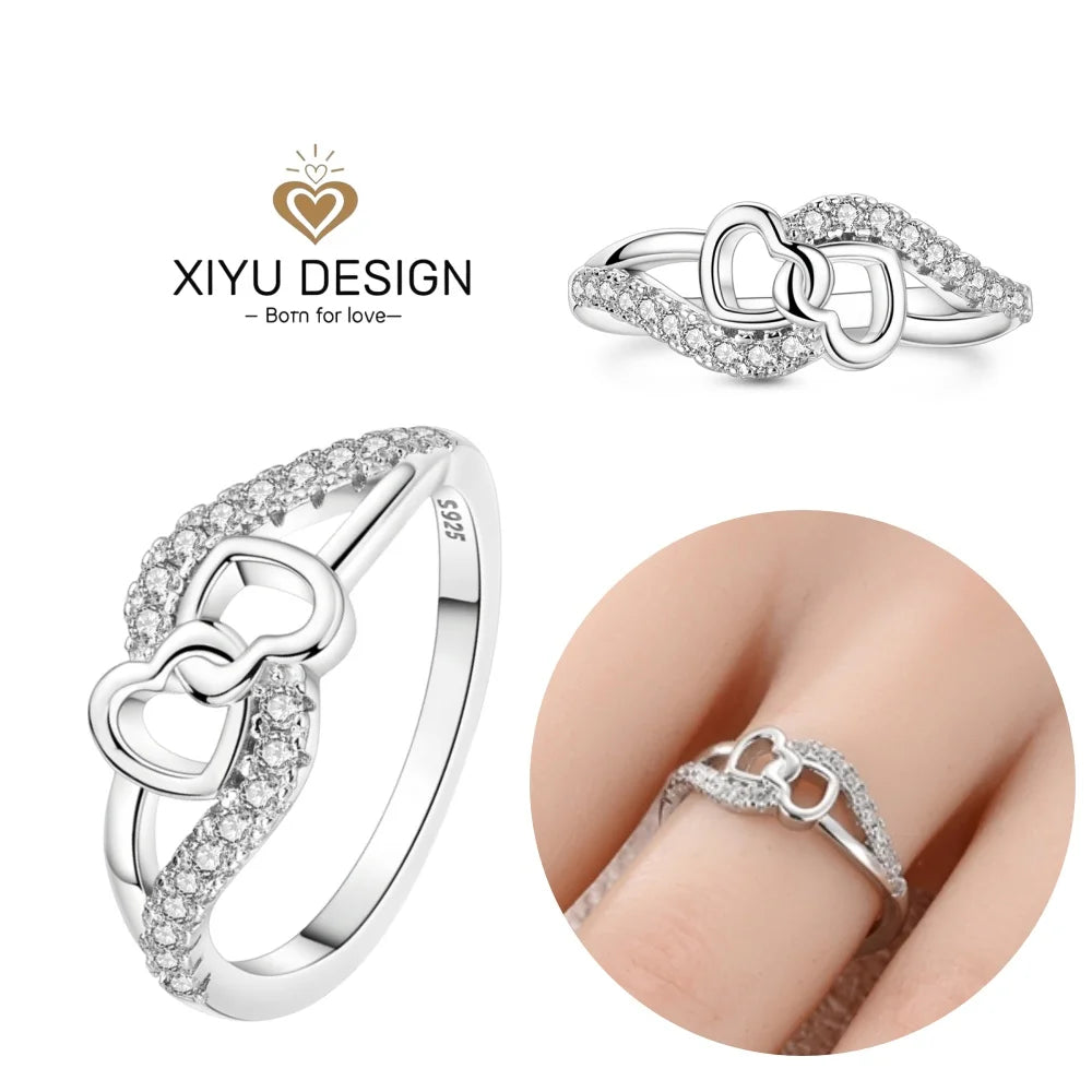 2024 nuevo anillo de plata 925 anillo de lazo brillante de circón anillo de boda de dedo Original S925 DIY regalo de joyería fina para mujer