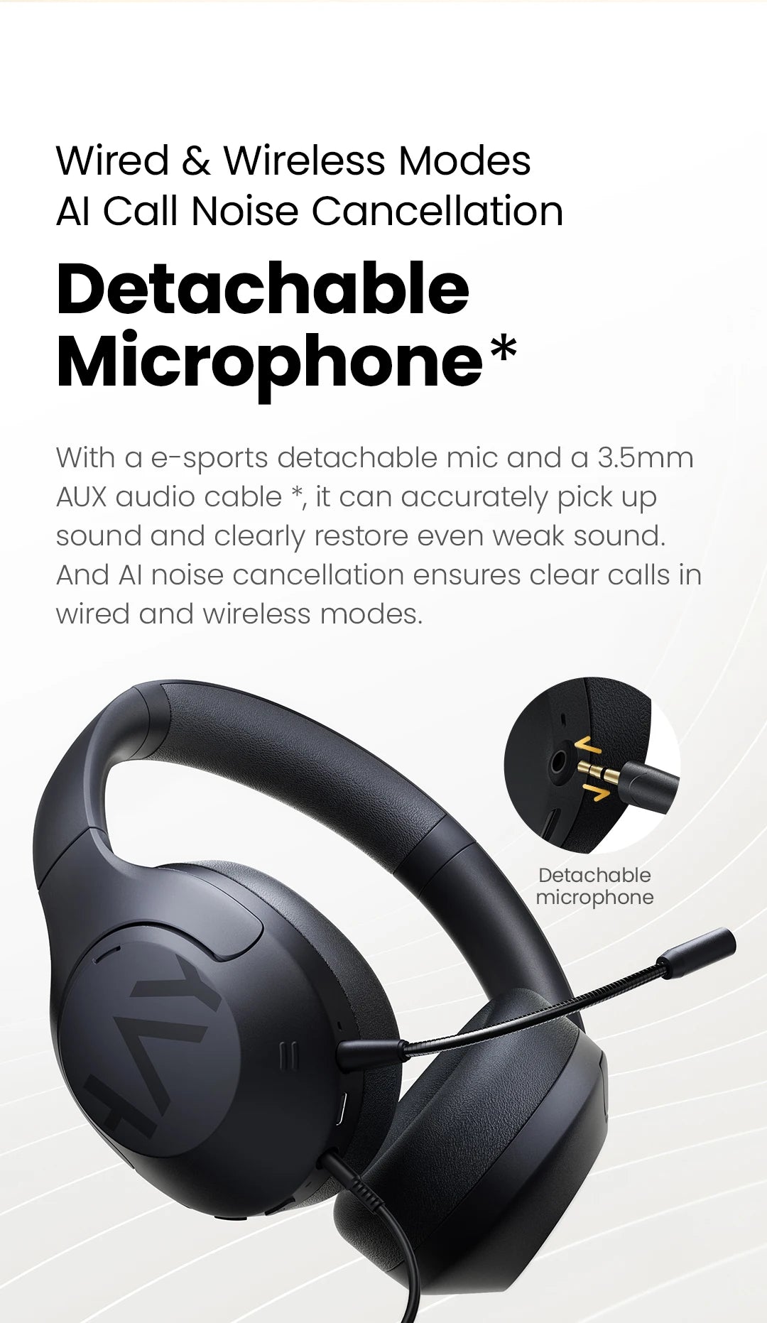 HAYLOU S30 Auriculares Inalámbricos Bluetooth 5.4 43dB Auriculares Adaptativos con Cancelación de Ruido 40mm Driver 80H Playtime