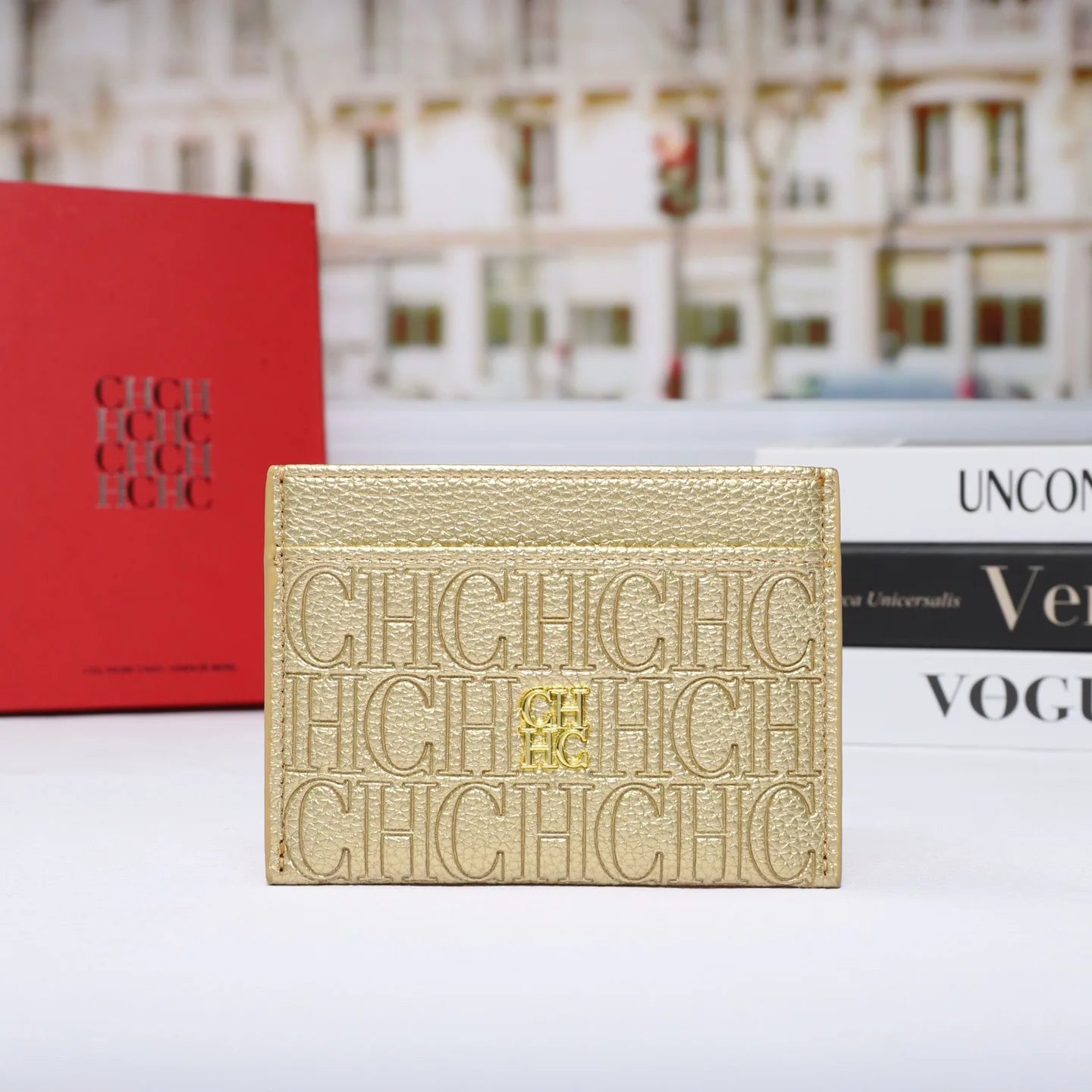 Cartera Clásica de Moda para Hombre y Mujer, Diseño de Letras con Textura Genuina, Clip para Tarjetas, Empaque Simple CH