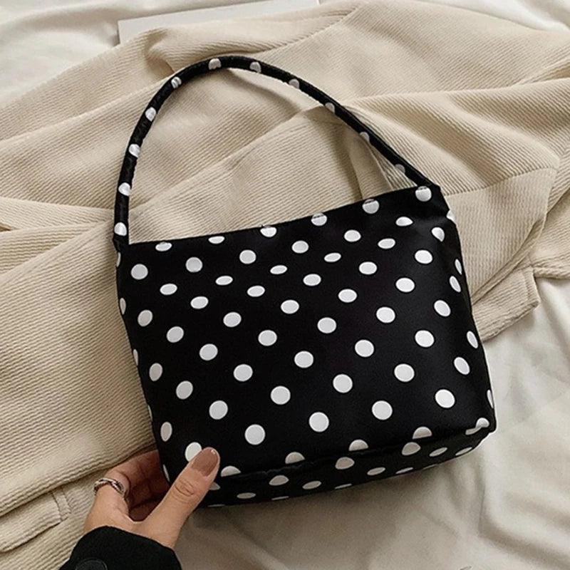 1 bolso de hombro de lunares de Color puro, bolsos de moda para mujer, bolsos de cubo Retro Chic, bolso de mano de estilo coreano a la moda
