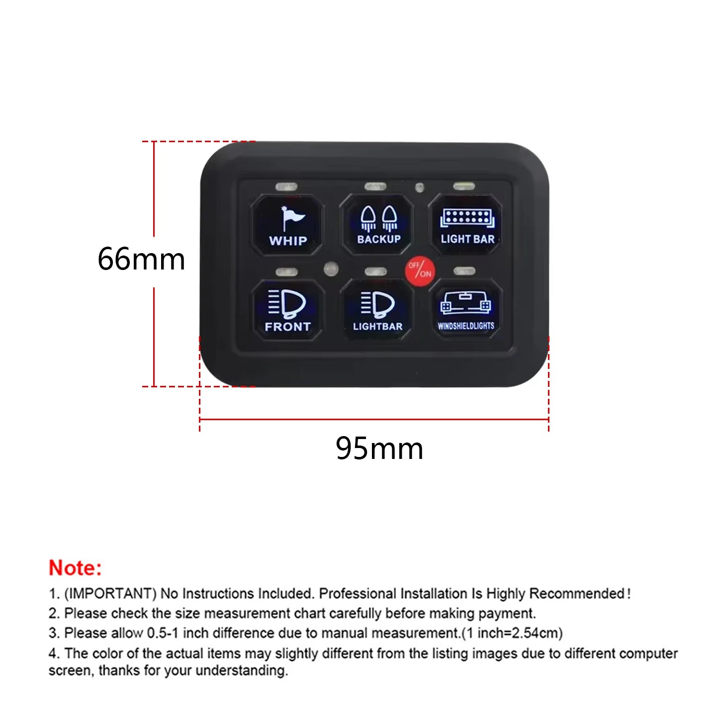 Panel de interruptor LED de 12V y 6 entradas, caja de sistema de relé de Control de circuito de 600W-1200W, Panel de Control táctil delgado para barco, Jeep, UTV, caravana